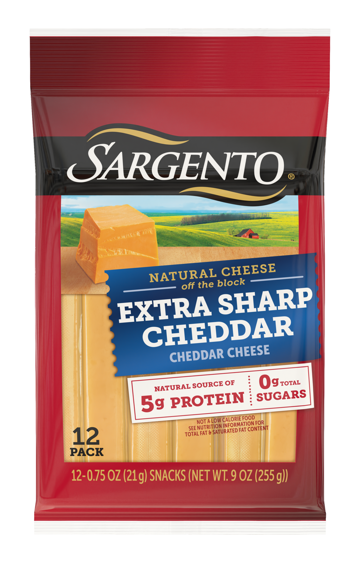 slide 1 of 9, Sargento Extra Sharp Natural Cheddar Cheese Snack Sticks, 12-Count, 9 oz