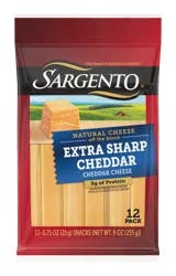 Sargento Extra Sharp Natural Cheddar Cheese Snack Sticks, 9 oz., 12-Count