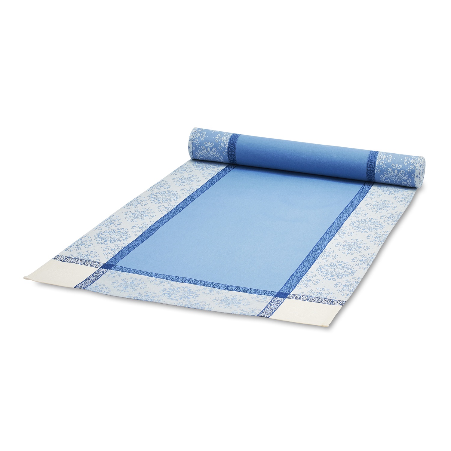 slide 1 of 1, Sur La Table Tile Jacquard Table Runner, Blue, 108 in x 18.5 in