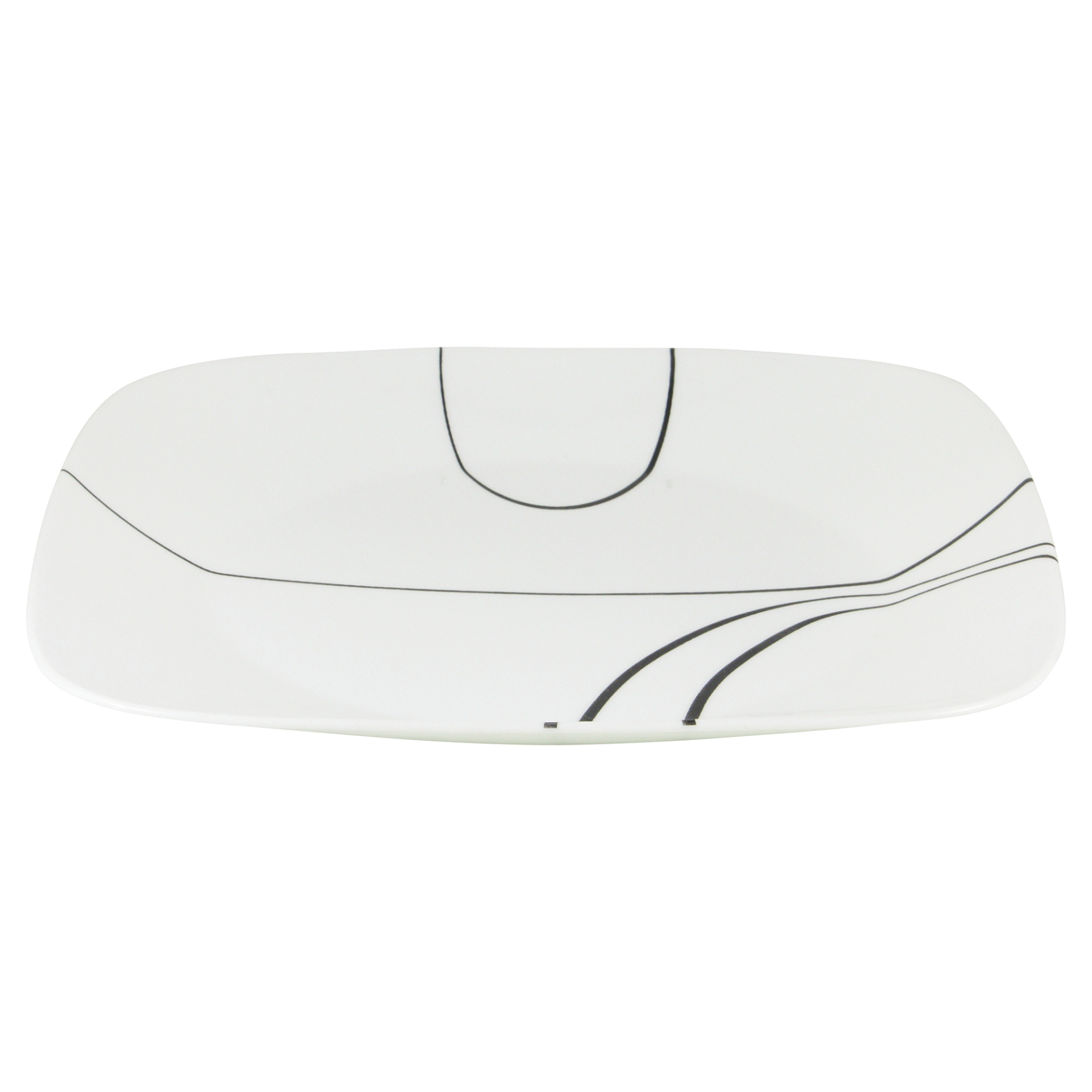 slide 1 of 1, Corelle Square Simple Lines Dinner Plate - White/Black, 10.25 in