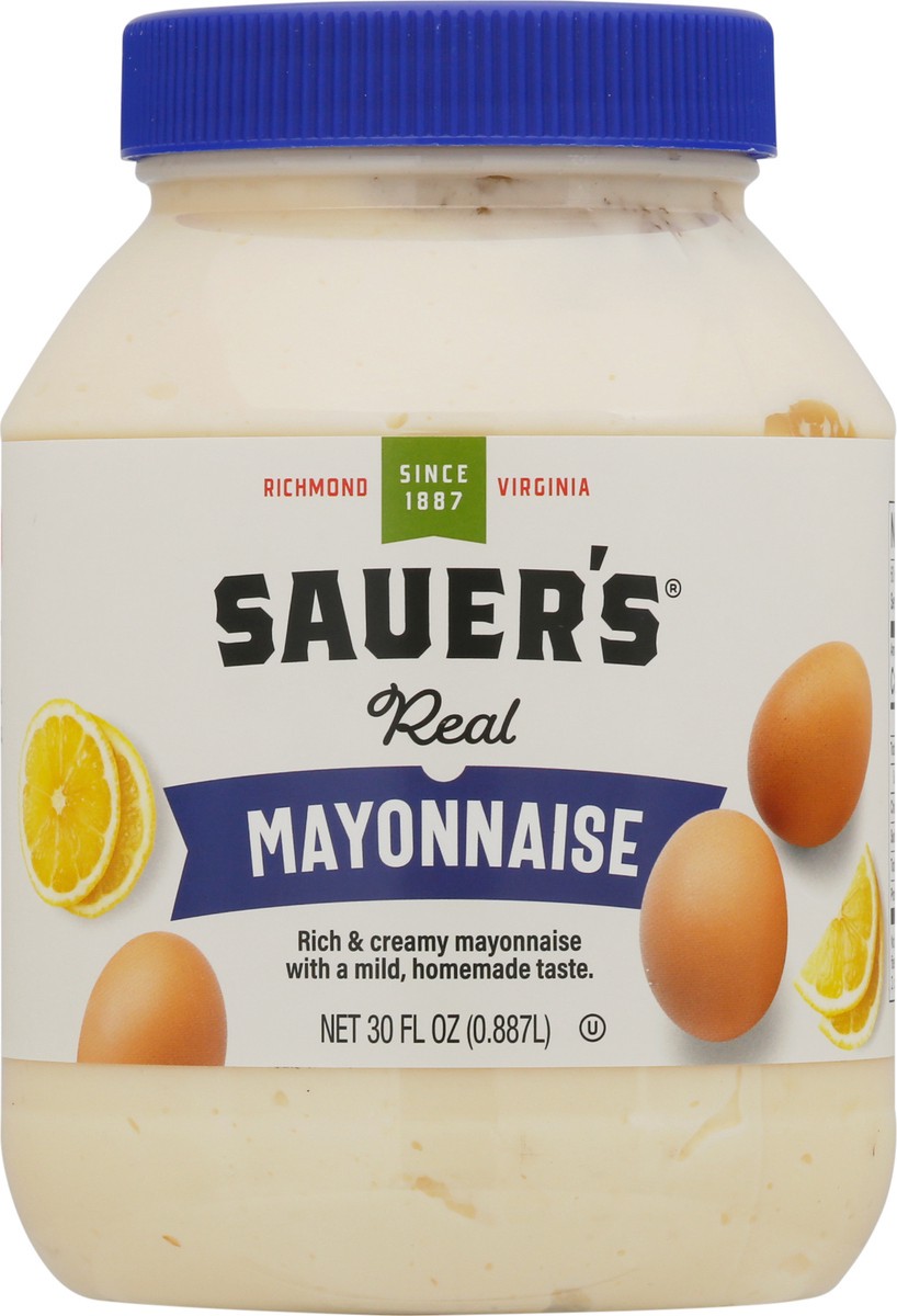 slide 1 of 2, Sauer's Real Mayonnaise 30 fl oz Jar, 30 fl oz