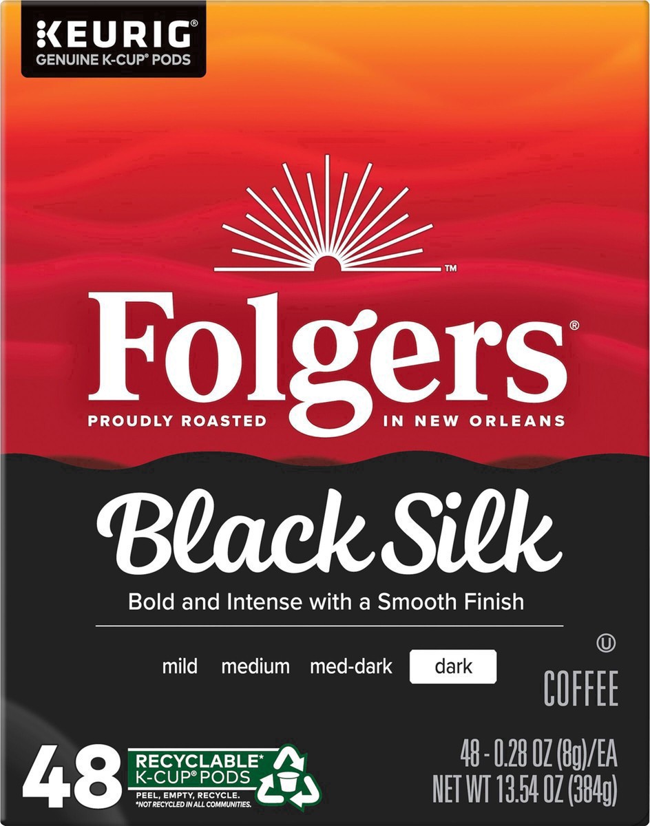 slide 15 of 25, Folgers Black Silk Ground Coffee K-Cup, 48 ct