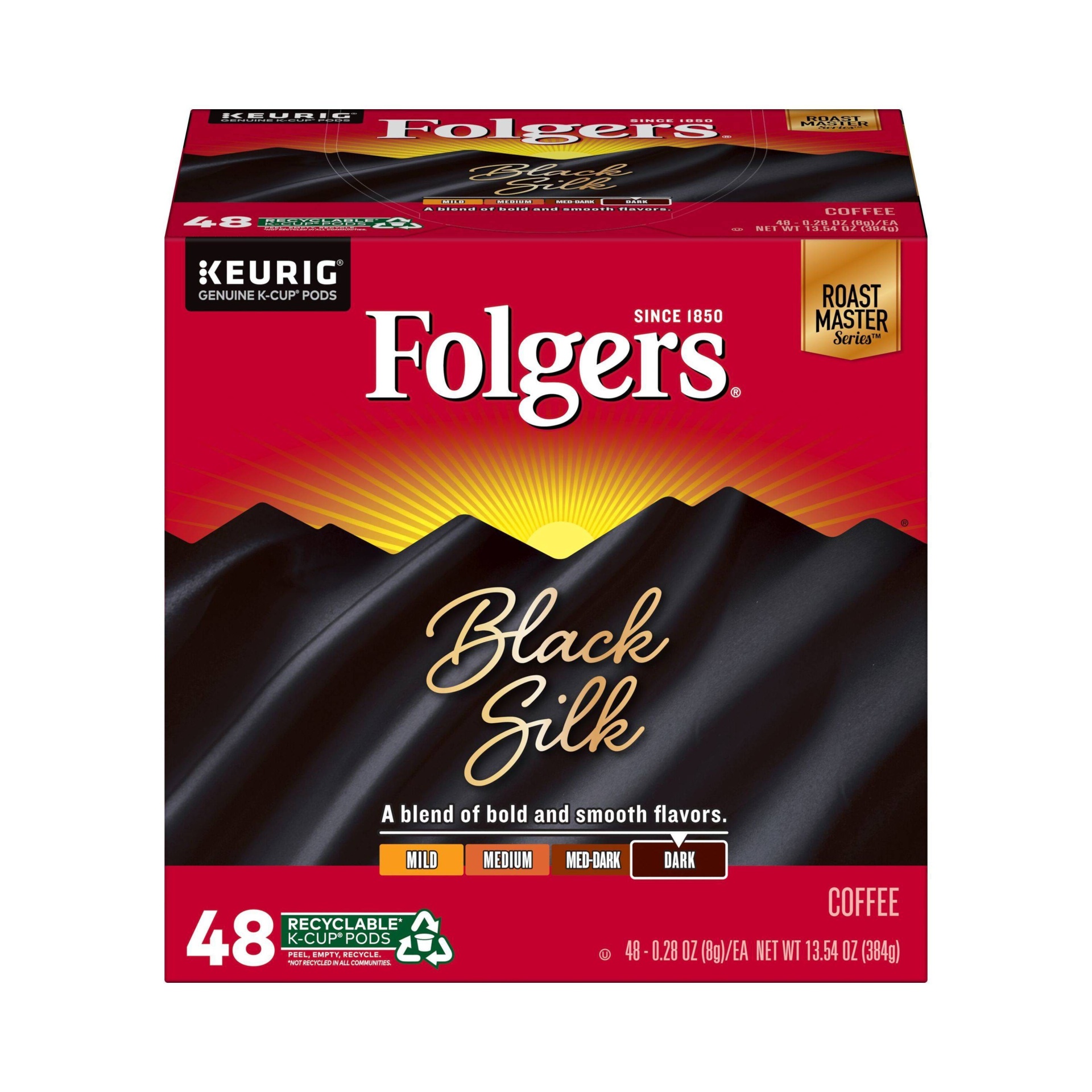 slide 1 of 5, Folgers Black Silk Ground Coffee K-Cup, 48 ct