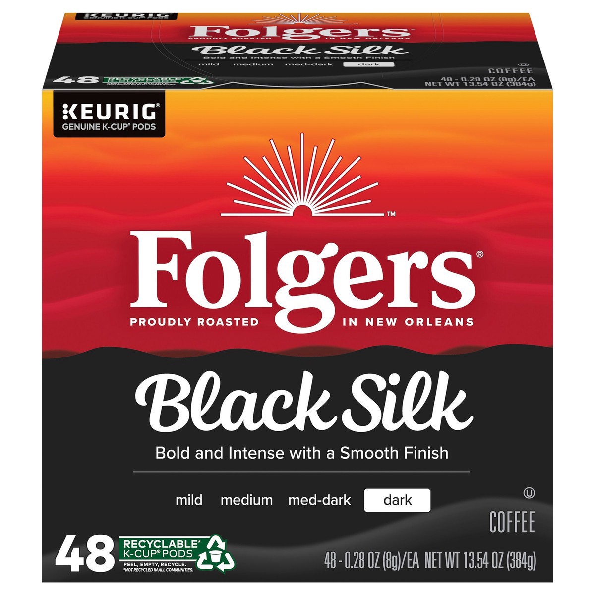 slide 1 of 25, Folgers Black Silk Ground Coffee K-Cup, 48 ct