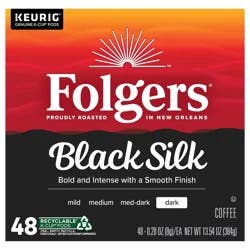Folgers Black Silk, Dark Roast Coffee, Keurig K-Cup Pods, 48 Count Box
