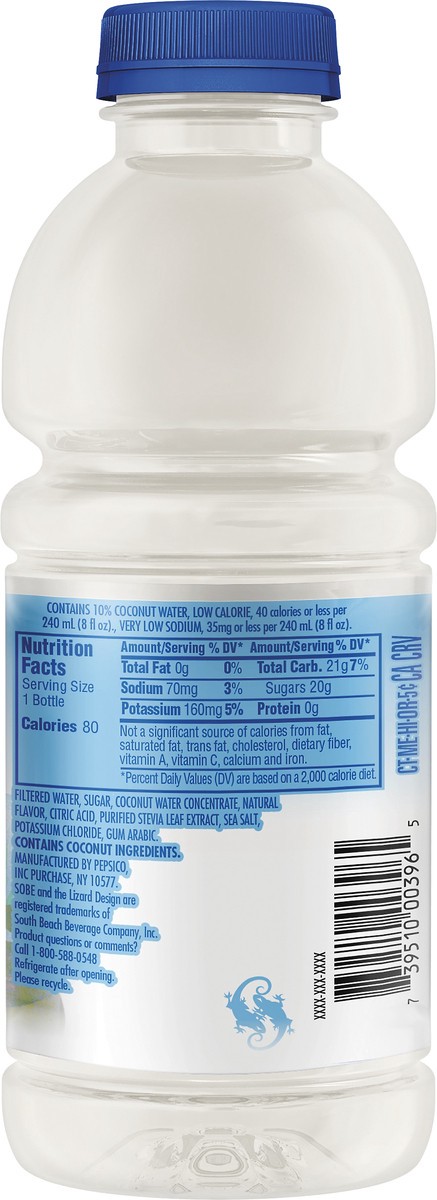 slide 5 of 7, SoBe Water Pacific Coconut Hydration Beverage 20 oz, 20 oz