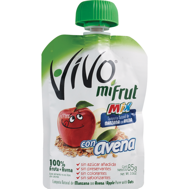 slide 1 of 1, Vivo Mifrut Apple Puree with Oats, 3 oz