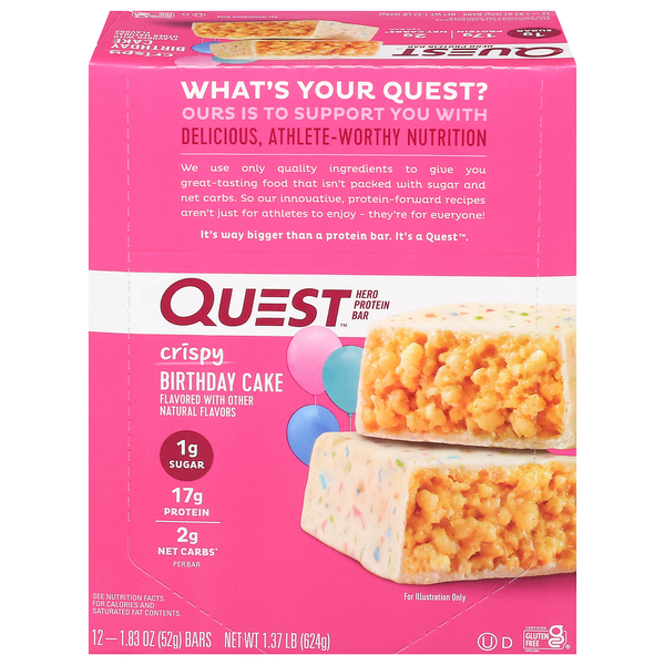 slide 1 of 1, Quest Crispy Birthday Cake Protein Bar - 12 ct, 12 ct; 21.9 oz