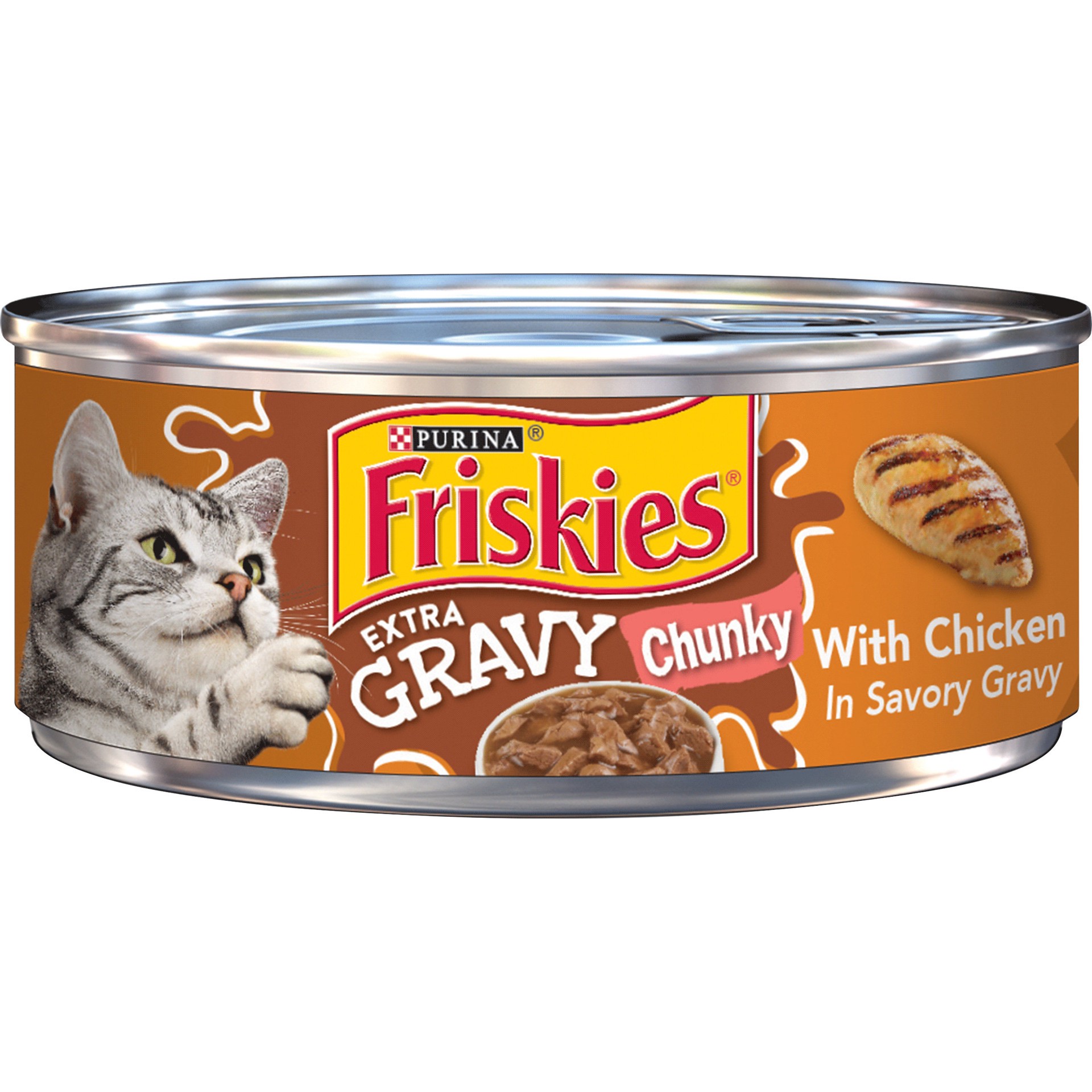 slide 1 of 7, Friskies Purina Friskies Gravy Wet Cat Food, Extra Gravy Chunky With Chicken in Savory Gravy, 5.5 oz