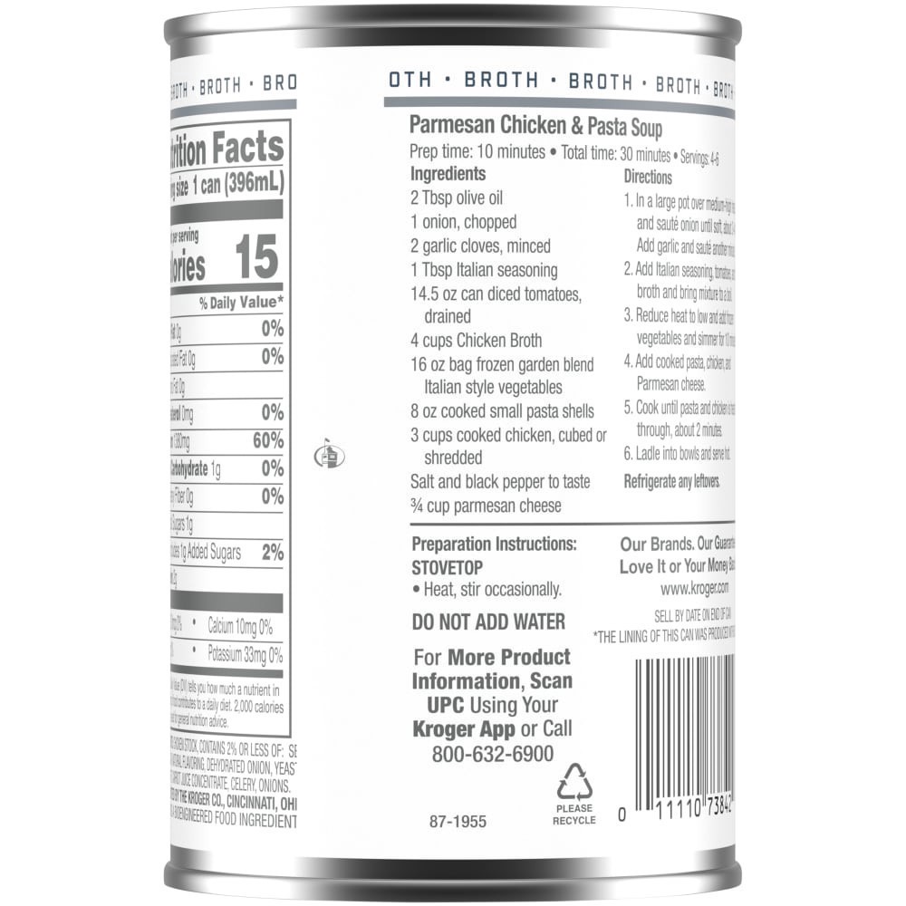 slide 4 of 4, Kroger 99% Fat Free Chicken Broth, 14 fl oz