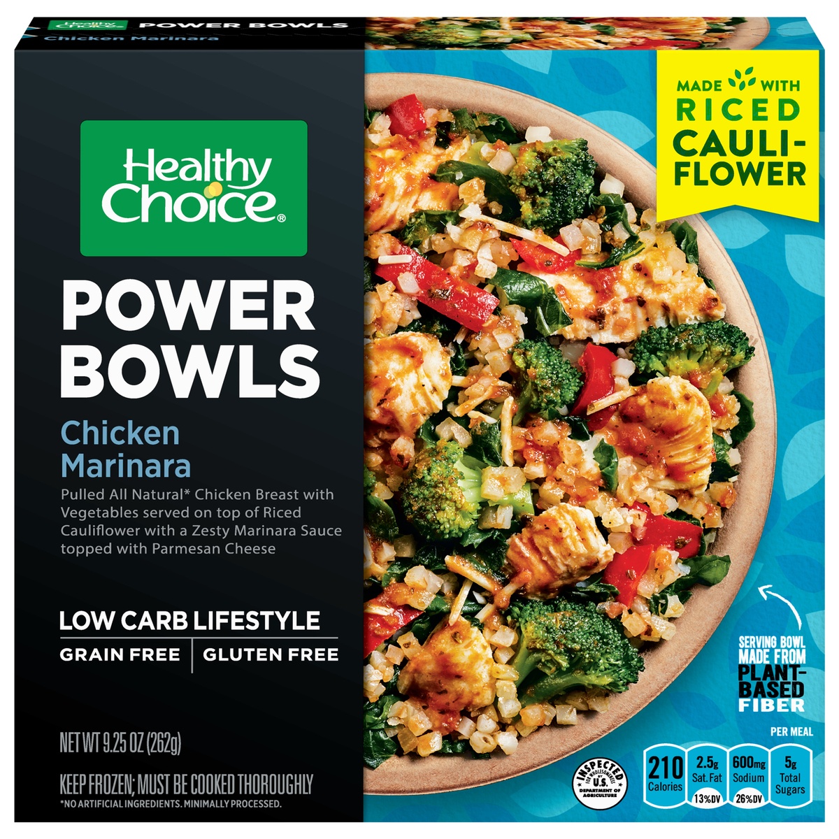 slide 1 of 3, Healthy Choice Power Bowls Chicken Marinara, Frozen Meal, 9.25 OZ Bowl, 9.25 oz