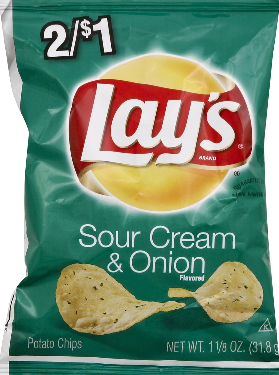 slide 3 of 5, Lay's Sour Cream and Onion Potato Chips 1.125 Ounces, 1.12 oz