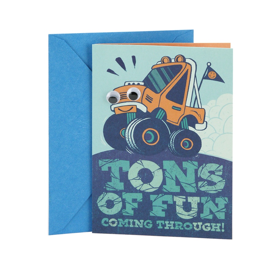 slide 1 of 1, Hallmark Birthday Card For Kids (Monster Truck Sticker), 1 ct