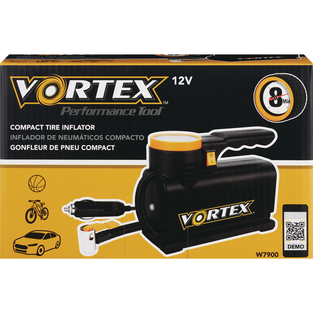 slide 1 of 1, Vortex Performance Tool 12v Compact Tire Inflator With Led Light, 1 ct