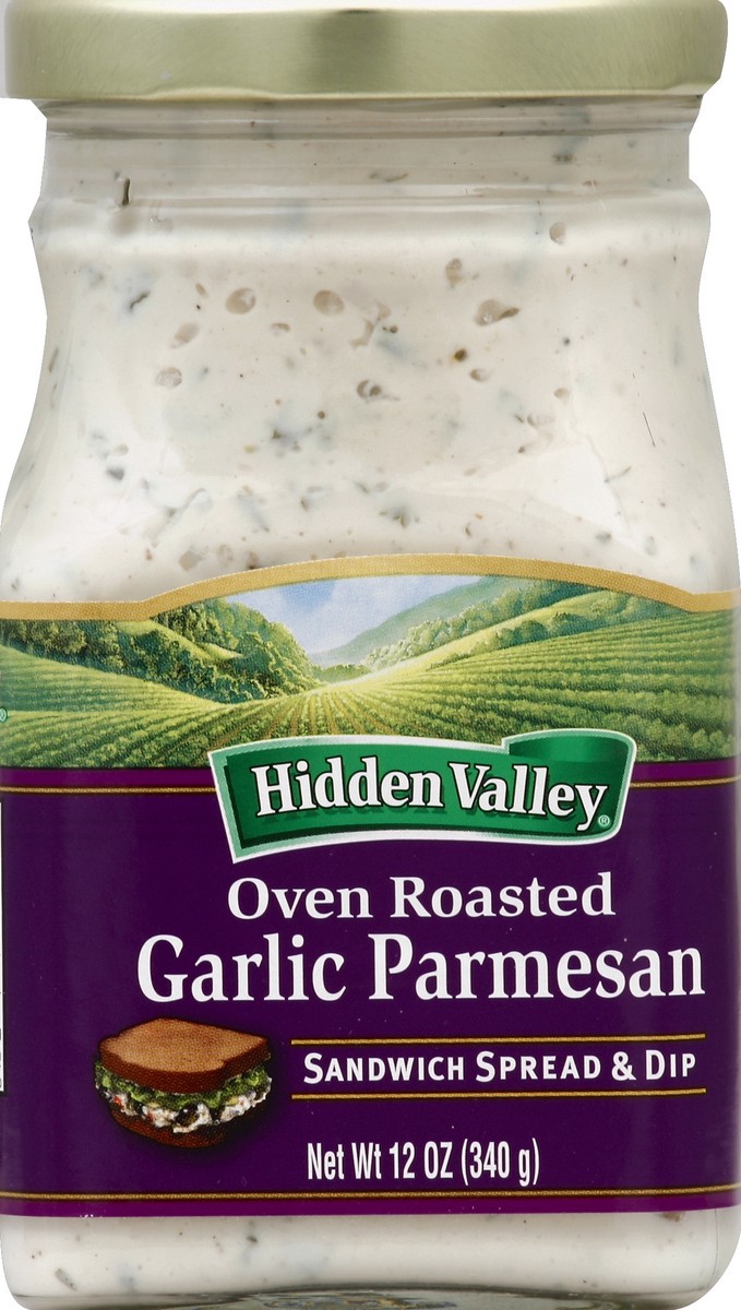 slide 2 of 2, Hidden Valley Oven Roasted Garlic Parmesan Sandwich Spread and Dip, 12 oz