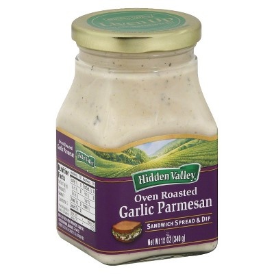 slide 1 of 1, Hidden Valley Oven Roasted Garlic Parmesan Sandwich Spread and Dip, 12 oz