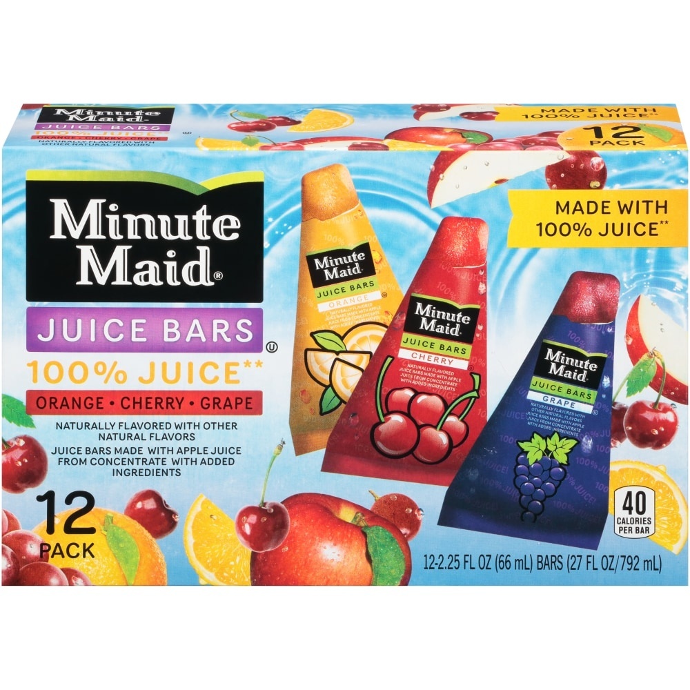 slide 1 of 8, Minute Maid Orange, Cherry & Grape Juice Bars, 12 ct
