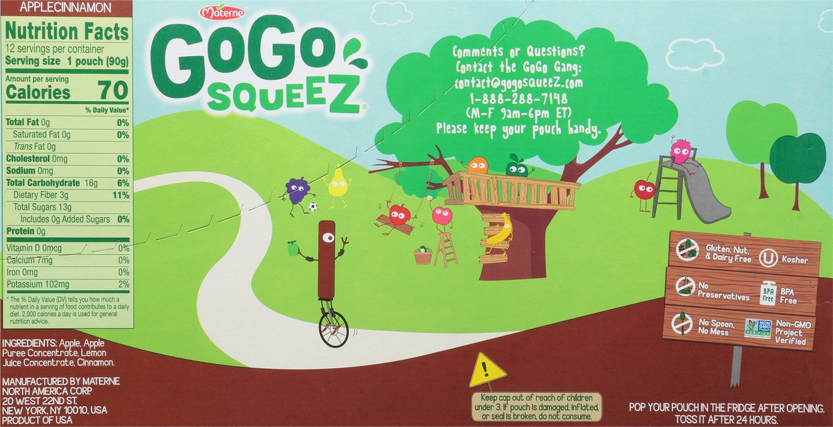 slide 3 of 14, GoGo squeeZ 12-Pack Apple Cinnamon Applesauce 12 Pouches 3.2 oz Pouch 12 ea, 12 ct