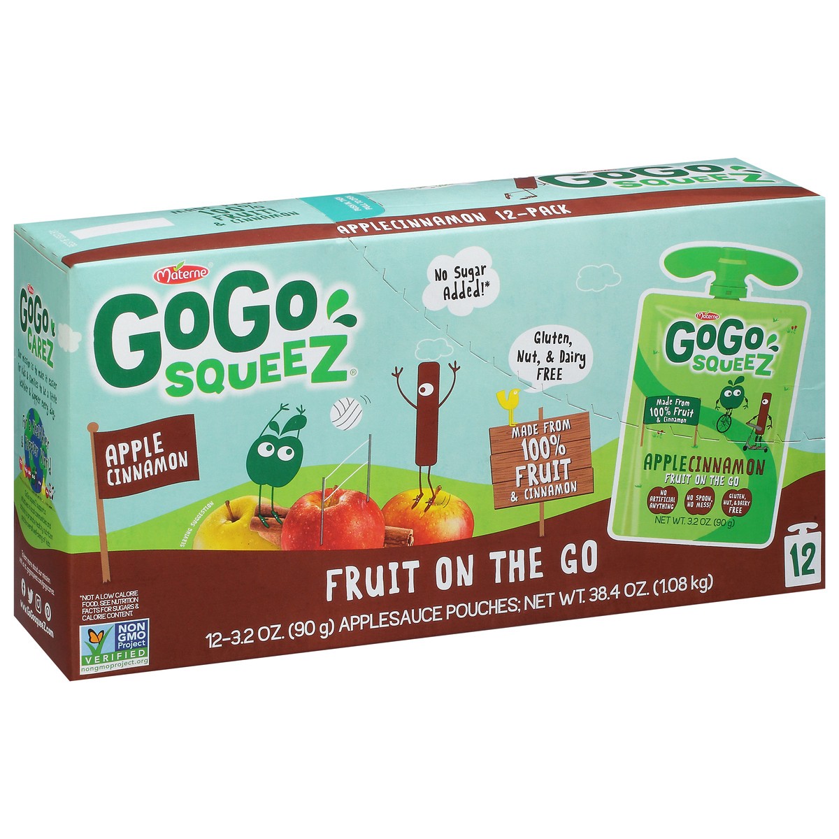 slide 14 of 14, GoGo squeeZ 12-Pack Apple Cinnamon Applesauce 12 Pouches 3.2 oz Pouch 12 ea, 12 ct