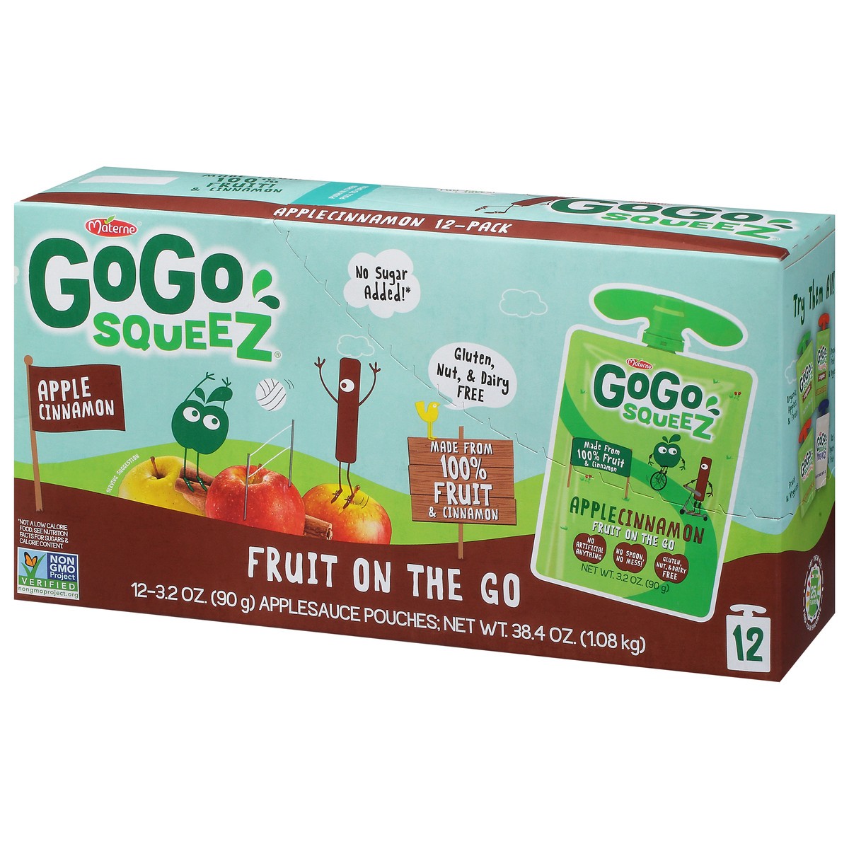 slide 2 of 14, GoGo squeeZ 12-Pack Apple Cinnamon Applesauce 12 Pouches 3.2 oz Pouch 12 ea, 12 ct