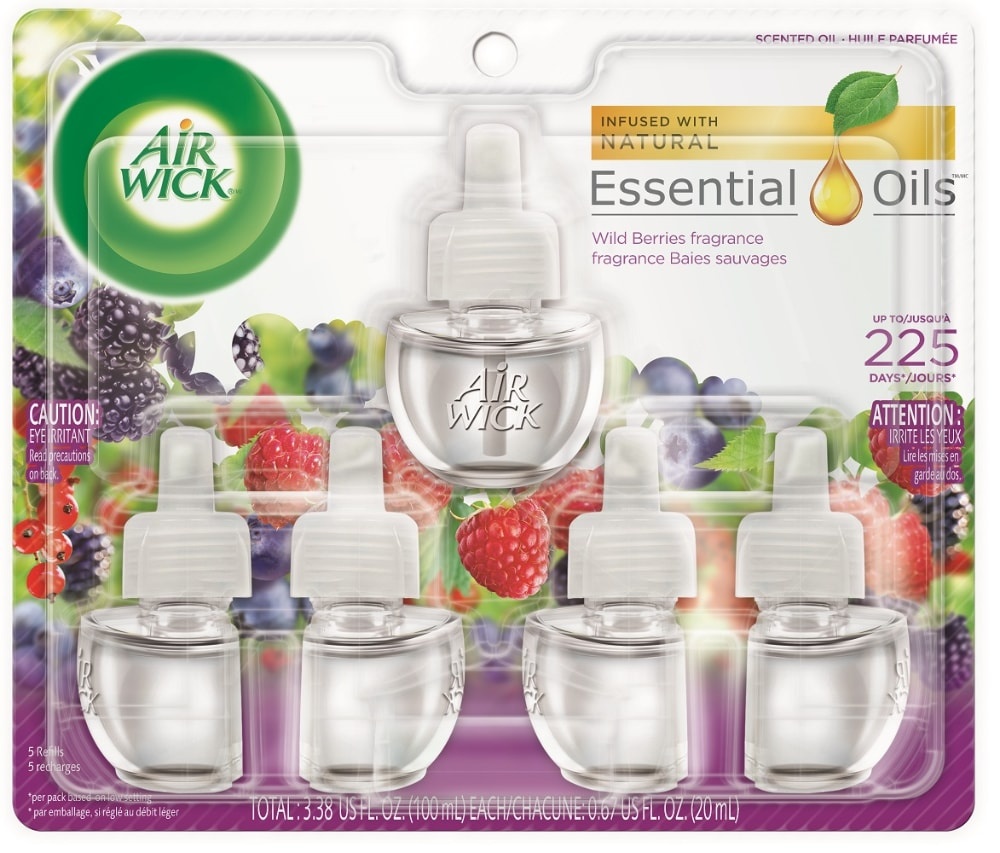 slide 1 of 1, Air Wick Wild Berry Fragrance Scented Oil Refills, 5 ct