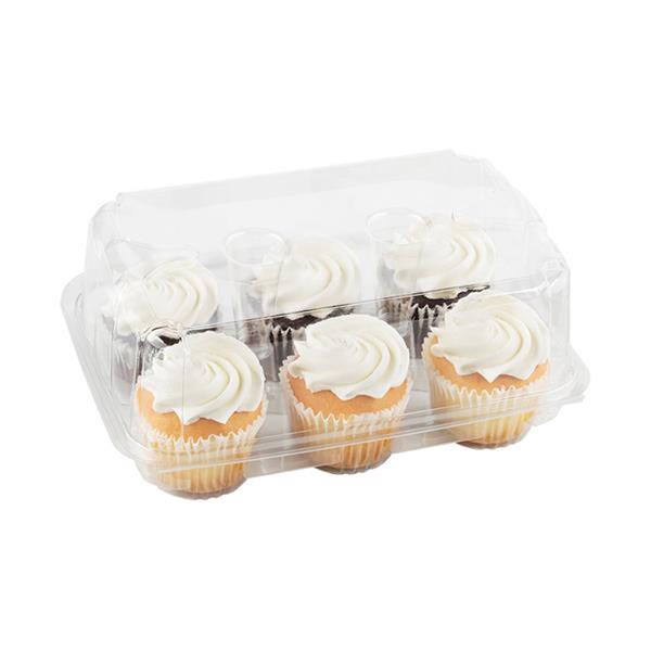 slide 1 of 1, Hy-Vee 3 White & 3 Chocolate Cupcakes White Iced 6 Count, 6 ct; 12 oz