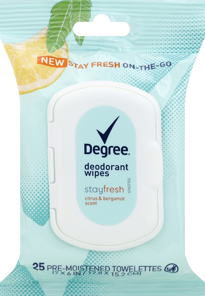 slide 5 of 5, Degree Wipes Citrus & Bergamot, 25 ct