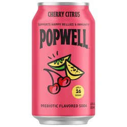 Popwell Cherry Citrus Prebiotic Soda 12 fl oz