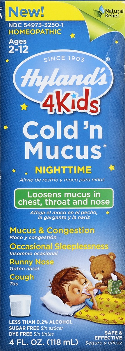 slide 4 of 4, Hyland's Cold 'N Mucus, Nighttime, 4 oz