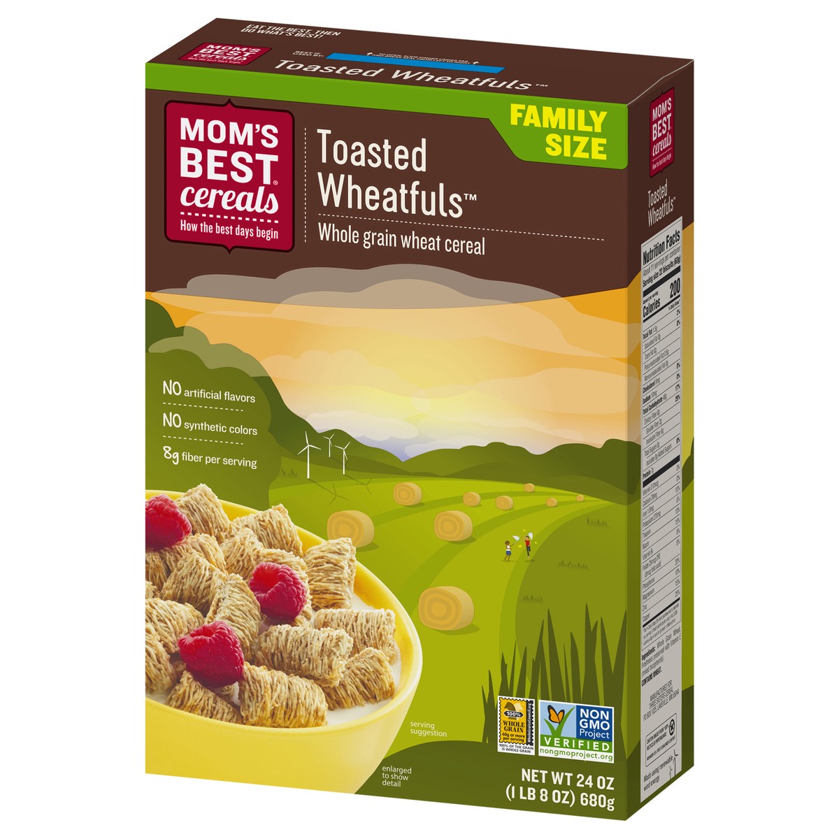 slide 2 of 14, Mom's Best Toasted Wheatfuls Cereal Family Size 24 oz, 24 oz