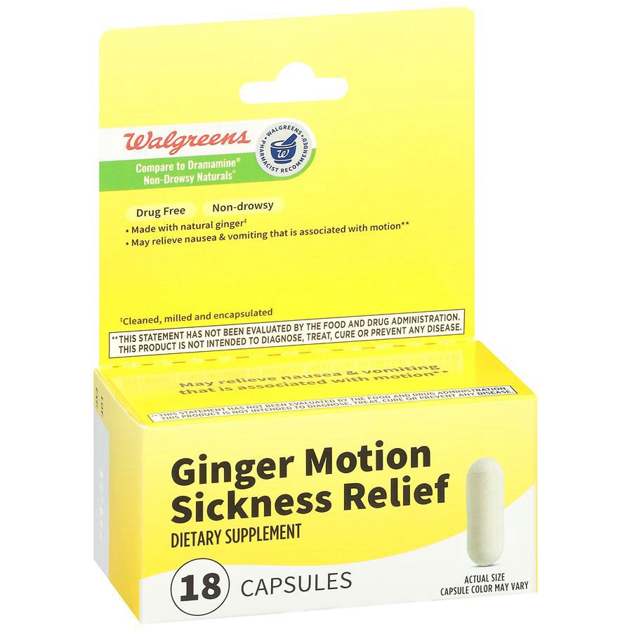 slide 3 of 5, Walgreens Wal-Dram Ginger Capsules, 18 ct