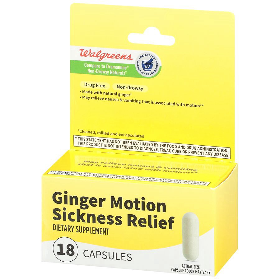 slide 5 of 5, Walgreens Wal-Dram Ginger Capsules, 18 ct