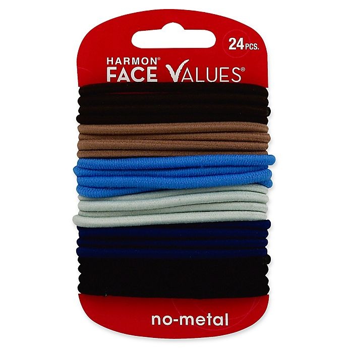 slide 1 of 1, Harmon Face Values Elastic Ponytail Holders - Denim, 24 ct