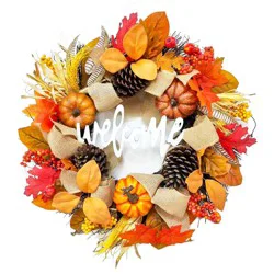 Holiday Home LED Fall Welcome Wreath