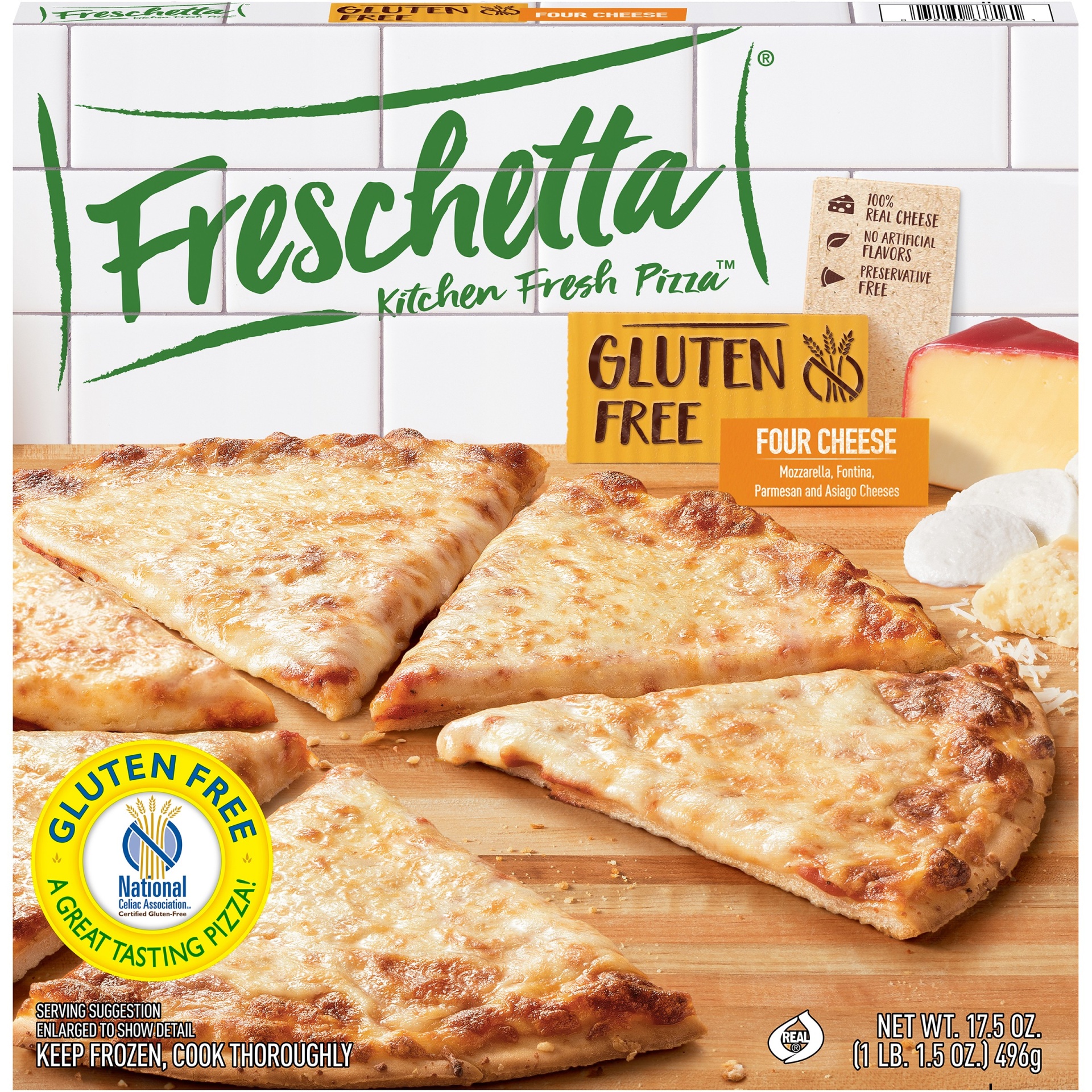 slide 1 of 9, Freschetta Four Cheese Gluten Free Pizza, 17.5 oz