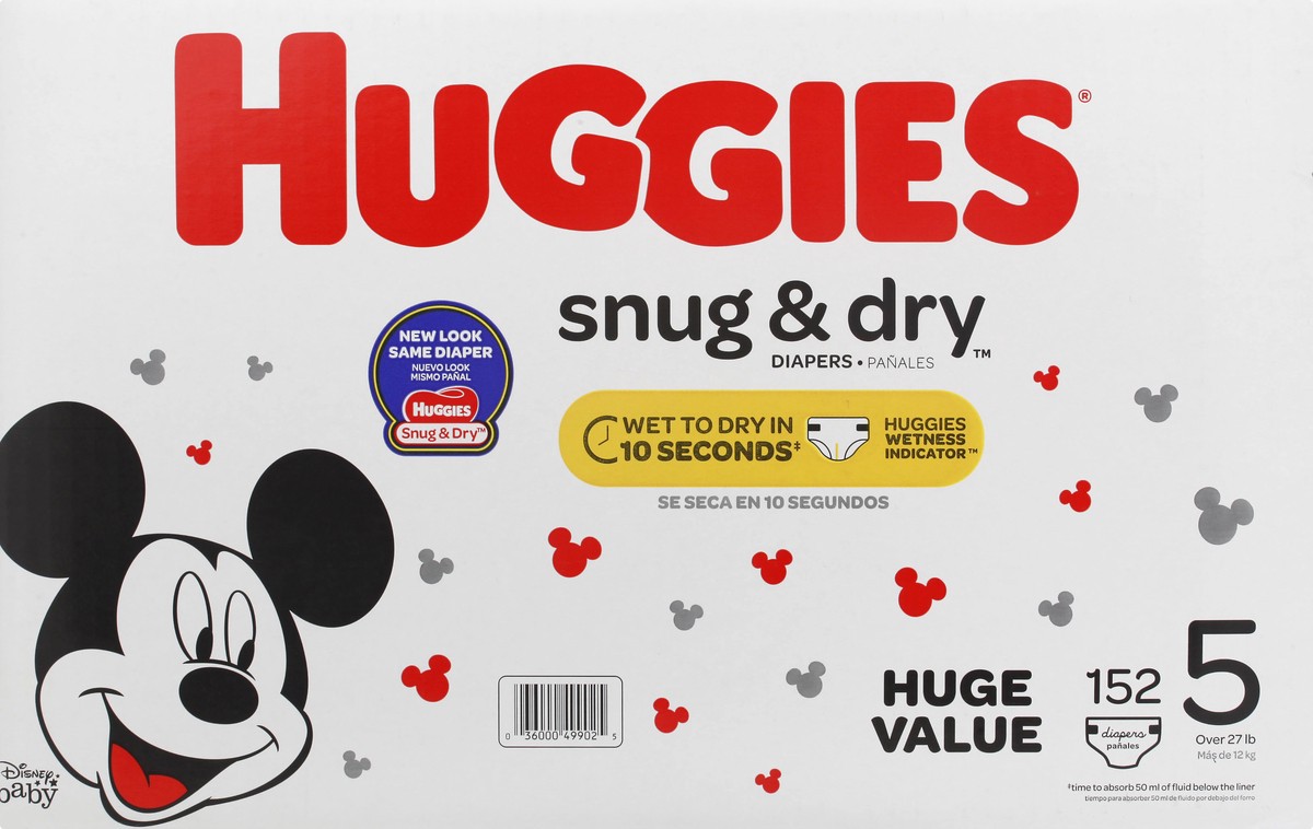 slide 4 of 11, Huggies Disney Baby 5 (Over 27 lb) Diapers 152 ea, 152 ct