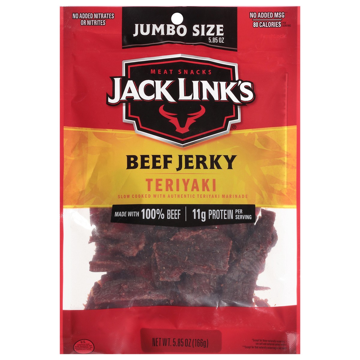 slide 1 of 3, Jack Link's Meat Snack Beef Jerky Teriyaki, 5.85 oz