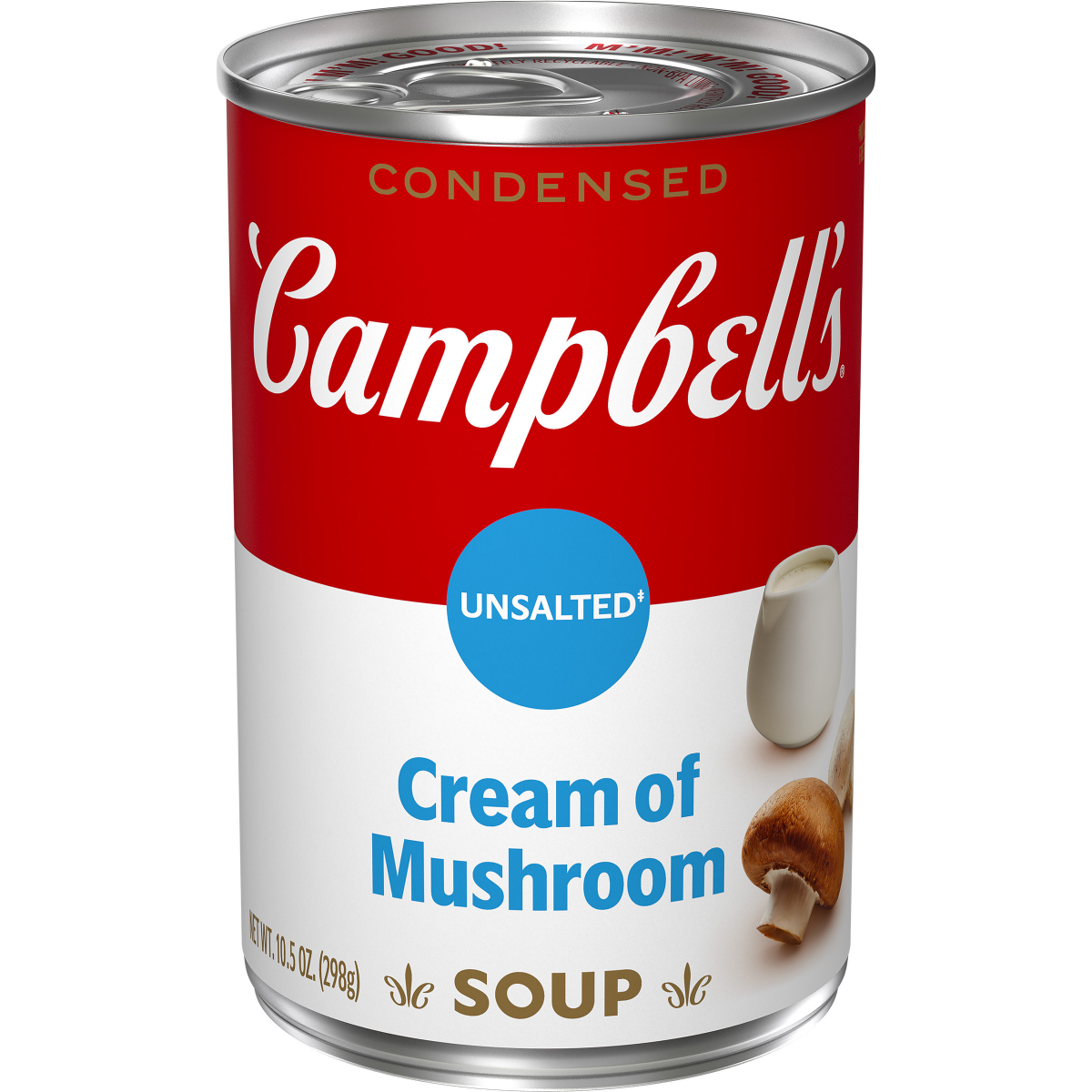 slide 1 of 21, Campbell's Condensed Unsalted Cream of Mushroom Soup, 10.5 Ounce Can, 10.5 oz