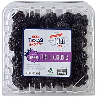 slide 1 of 1, H-E-B Texas Roots Poteet Blackberries, 6 oz