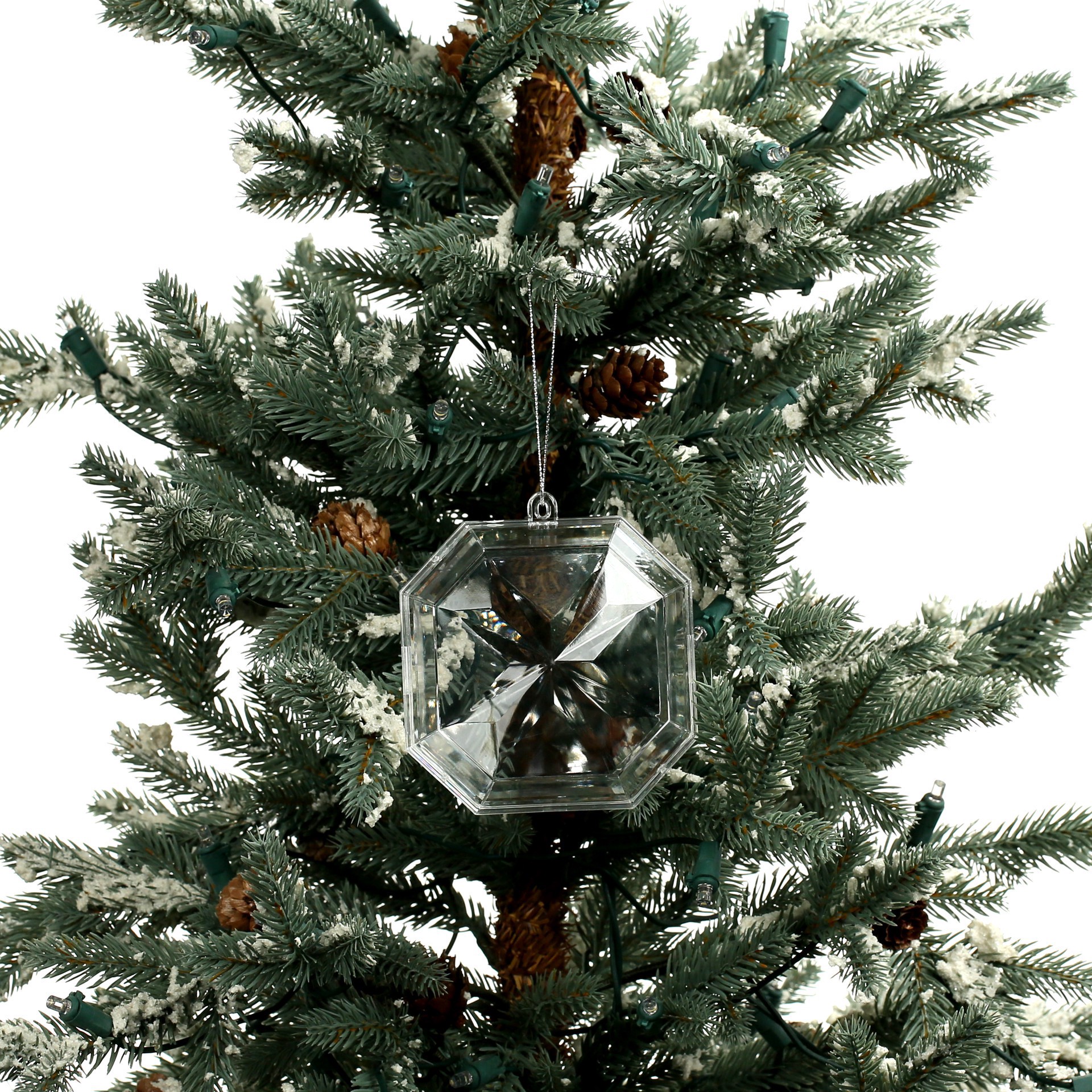slide 4 of 4, 3 Pack 4.25" Clear Fillable Diy Plastic Gem Ornaments By Make Market, 3 ct