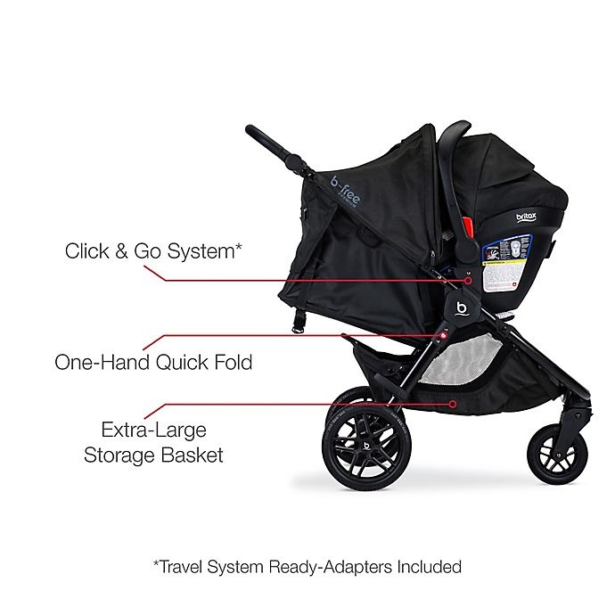 slide 5 of 8, Britax B-Free Premium Clean Comfort Travel System with Endeavours Infant Car Seat - Light Grey, 1 ct