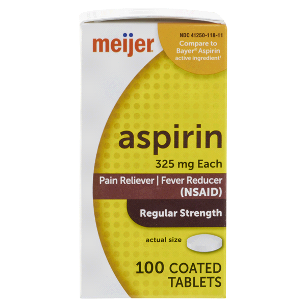 slide 1 of 1, Meijer Aspirin Tablet, 100 ct; 325 mg