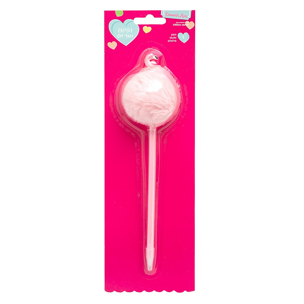 slide 1 of 1, American Crafts Damask Love Valentine's Day Flamingo Pen, Pink, 1 ct