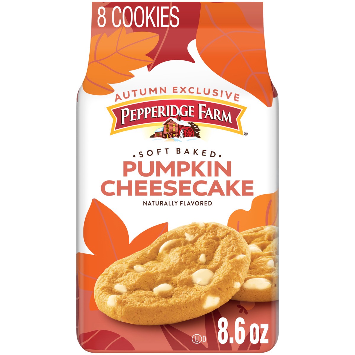 slide 1 of 5, Pepperidge Farm Soft Baked Pumpkin Cheesecake Flavored Cookies, 8.6 oz Bag, 8.600 oz