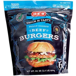 H-E-B Select Ingredients Fully Cooked Beef Burgers