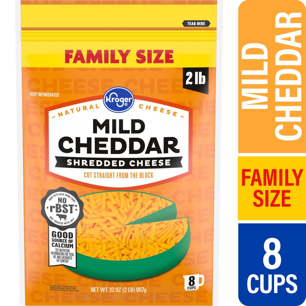 slide 1 of 4, Kroger Mild Cheddar Shredded Cheese, 32 oz