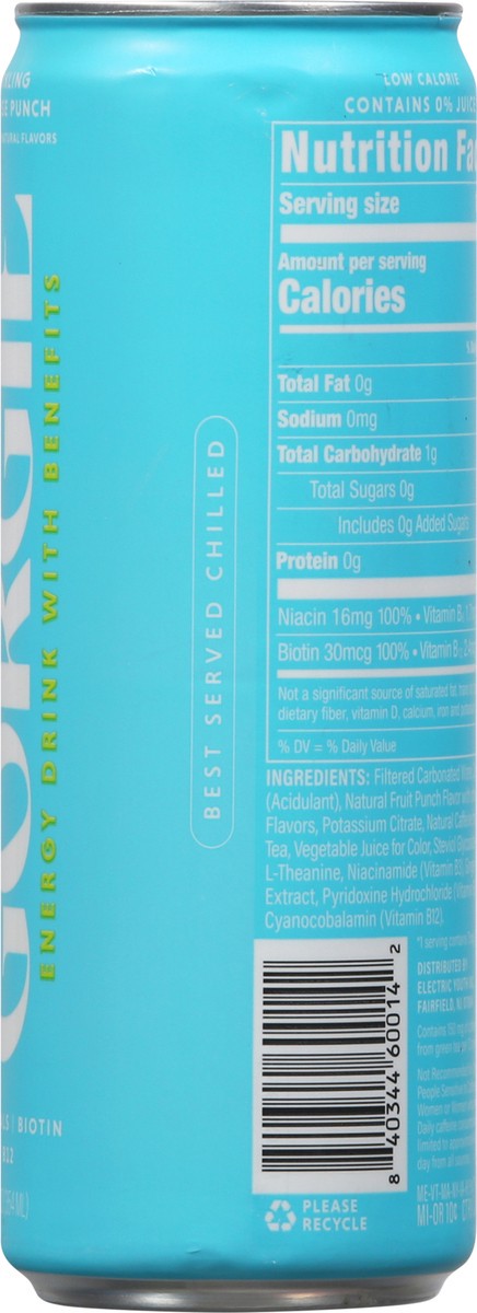 slide 2 of 13, Gorgie Sparkling Paradise Punch Energy Drink with Benefits 12 fl oz, 12 oz