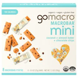 GoMacro Coconut Almond Butter Chocolate Chip MacroBar Mini, 8 ct