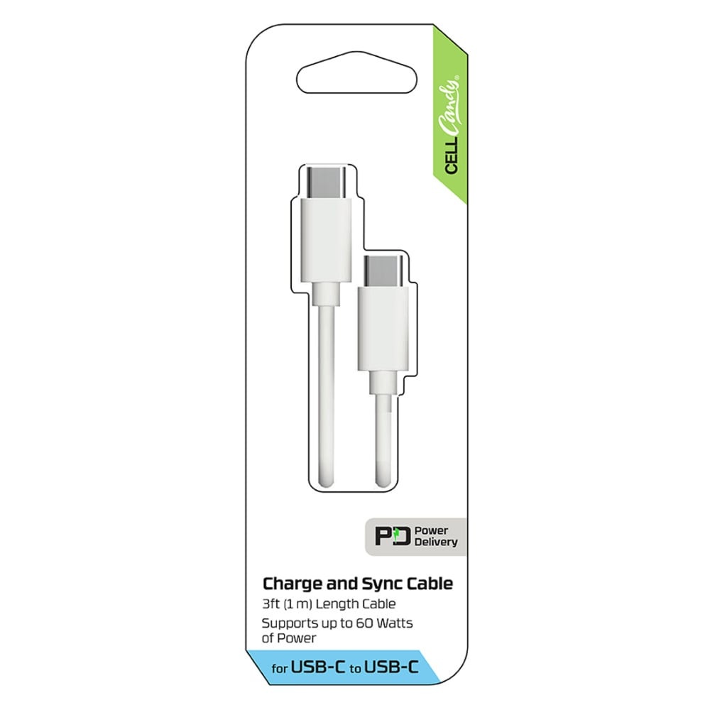 slide 1 of 1, Cellcandy Usb C To C Cable White, 1 ct