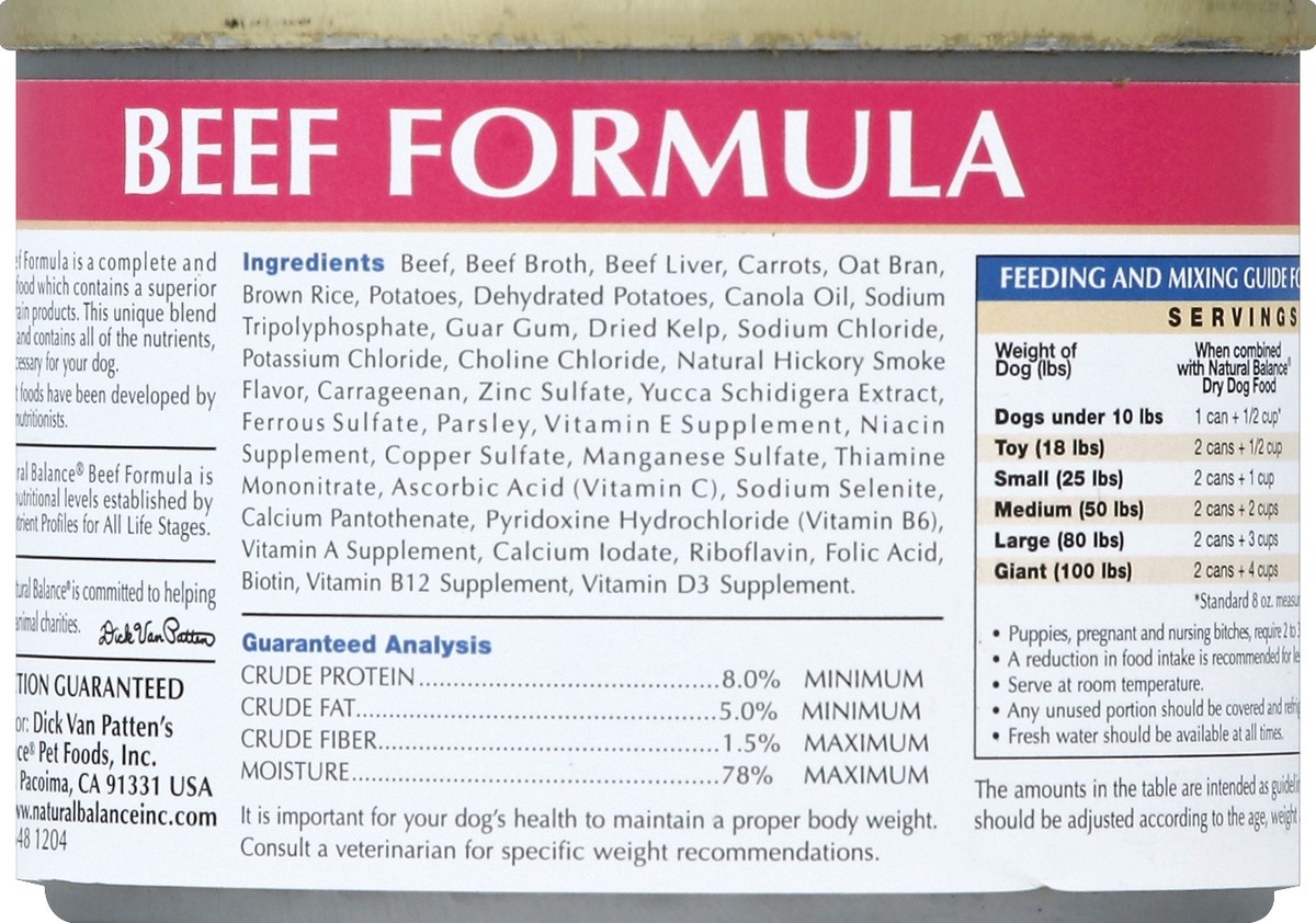 slide 4 of 6, Natural Balance Ultra Premium Beef Formula Canned Dog Food, 6 oz